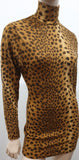 NINIVAH KHOMO Vintage Rust Brown Animal Print High Neck Jumper Sweater Top M