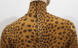 NINIVAH KHOMO Vintage Rust Brown Animal Print High Neck Jumper Sweater Top M
