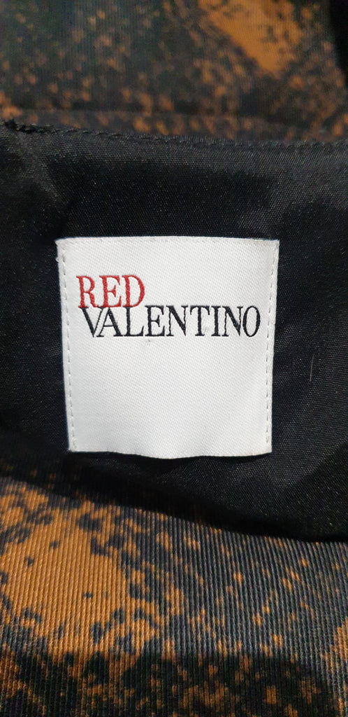 RED VALENTINO Brown & Black Cotton Blend Sleeveless Short Mini Tunic Dress UK10