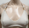 BONDI Cream & Gold Metallic Stitch Halter Neck Underwire Tie Top & Briefs M BNWT