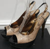 GINA Beige Python KYRIE Peep Toe Platform Slingback Stiletto Sandals Shoes UK4.5