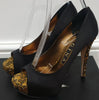 GINA BLACK Satin FANTASY SAFFRON LACE Peep Toe Platform High Sandals Shoes