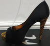 GINA BLACK Satin FANTASY SAFFRON LACE Peep Toe Platform High Sandals Shoes