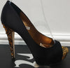 GINA BLACK Satin FANTASY SAFFRON LACE Peep Toe Platform High Sandals Shoes