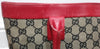 GUCCI Beige GG Monogram Canvas Red Leather Trim & Dual Handle Tote Shopper Bag