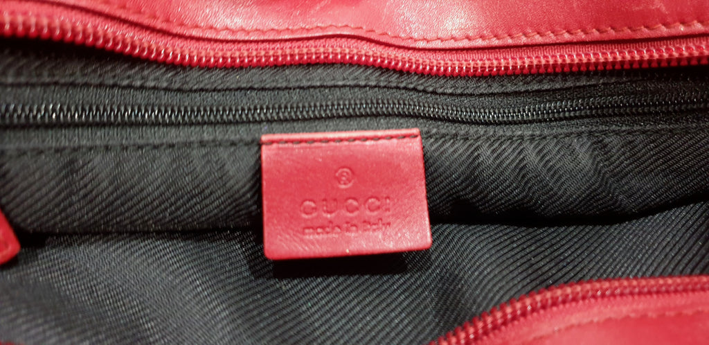 GUCCI Beige GG Monogram Canvas Red Leather Trim & Dual Handle Tote Shopper Bag