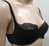 MAISON LEJABY PARIS Black Lace Delicate Crystal Detail Underwire Lingerie Bra 32D