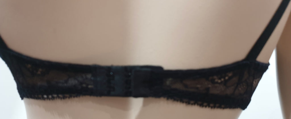 MAISON LEJABY PARIS Black Lace Delicate Crystal Detail Underwire Lingerie Bra 32D