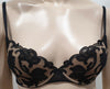 MAISON LEJABY PARIS Sand & Black Floral Lace Light Padded Underwire Lingerie Bra