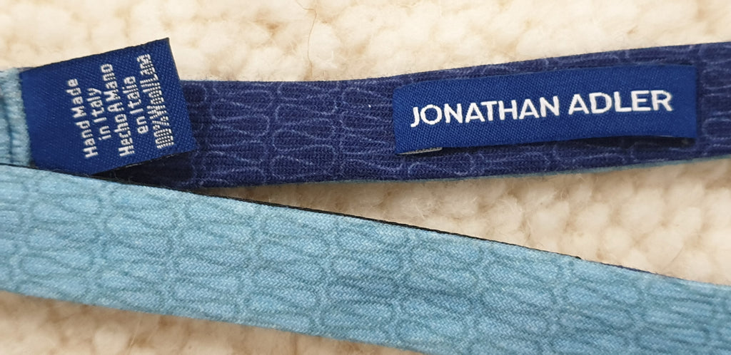 JONATHAN ADLER Men's Light Dark Navy Blue Double Sided Printed Bow Tie BNWT