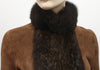 RALPH LAUREN BLACK LABEL Brown Sheepskin Fur Trim High Neck Jacket Top UK8