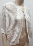 FABIANA FILIPPI White Cotton Chunky Loose Knit Short Batwing Sleeve Cardigan XL