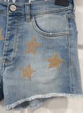 P JEANS Women's Blue Gold Metallic Stitched Star Detail Denim Hotpants Shorts 26