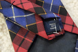POLO RALPH LAUREN Menswear Burgundy Red & Blue Silk Check Plaid Dog Print Tie
