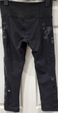 LULULEMON Black Rubberised Floral Print Activewear Yoga Capri Leggings Pants UK8