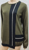 NO 21 Olive Green Wool Black & White Stripe Knitwear Long Sleeve Jumper Sweater