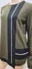 NO 21 Olive Green Wool Black & White Stripe Knitwear Long Sleeve Jumper Sweater