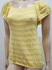 TARA JARMON Pale Yellow Cotton Blend Fine Knit Short Sleeve Jumper Sweater Top S