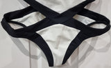 AGENT PROVOCATEUR Black White Bandage Strap Cut Out Swimsuit Costume UK10 3