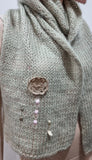 KUDIBAL COPENHAGEN Pink Hat & Green Scarf Metallic Thread Ribbon Detail Knitwear