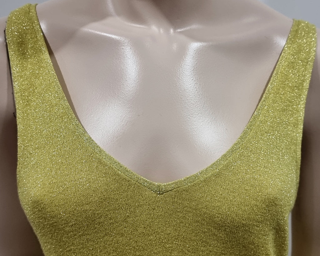 ZADIG & VOLTAIRE DELUXE Yellow Metallic Fine Knitwear Sleeveless Vest Tank Top M