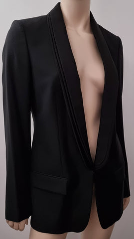 DONNA KARAN SIGNATURE Black Silk Open Front Sleeveless Evening Blouse Jacket M