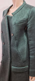 PRADA Emerald Green Black Textured Wool Silk Double Breasted Formal Coat 44 UK12