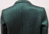 PRADA Emerald Green Black Textured Wool Silk Double Breasted Formal Coat 44 UK12