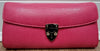 ASPINAL OF LONDON Hot Pink Leather Gold Tone Branded Small Evening Clutch Bag