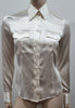 LAURA SCHUBERT Ivory Cream Silk Satin Blend Long Sleeve Blouse Shirt Top UK8
