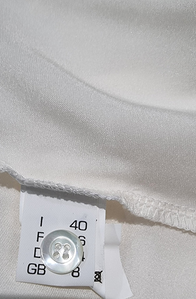 LAURA SCHUBERT Ivory Cream Silk Satin Blend Long Sleeve Blouse Shirt Top UK8
