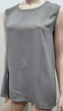 ALL SAINTS Steel Grey Round Neck Knot Front Sleeveless HENY Blouse Top UK4 32