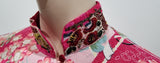 BLUMARINE Pink Multi Colour Oriental Inspired Floral Print Stretch Terry Fabric