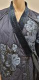 3.1 PHILLIP LIM Blue Cotton V Neck Wrap Tie Closure Padded Floral Kimono Jacket