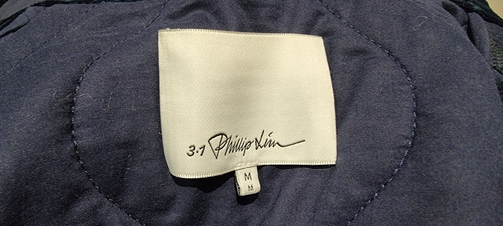 3.1 PHILLIP LIM Blue Cotton V Neck Wrap Tie Closure Padded Floral Kimono Jacket