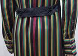 3.1 PHILLIP LIM Black & Multi Colour Striped Collared Long Length Shirt Jacket 8 UK12