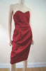 KYRI LONDON Burgundy Red Satin Look Evening Bandeau Boned Dress & Jacket Suit