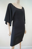 PINKO Black Knitwear Cashmere Silk Alpaca Blend Ribbed Short Mini Dress Sz:S