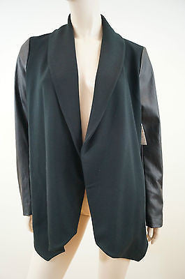 THEORY Black Jacket With Faux Leather Sleeves Sz: L BNWT