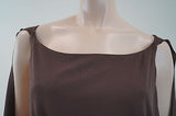 MILLY OF NEW YORK Chocolate Brown Gold Tone Waist Detail Pleated Evening Dress M