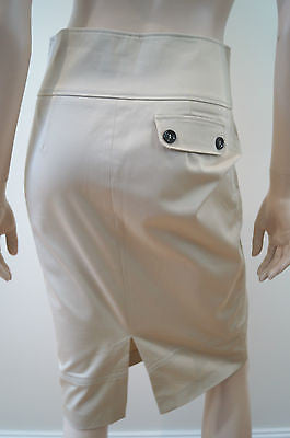 TRUSSARDI Made In Italy Beige Fitted Branded Wide Waist Pencil Skirt UK14; IT42