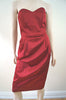 KYRI LONDON Burgundy Red Satin Look Evening Bandeau Boned Dress & Jacket Suit