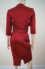 KYRI LONDON Burgundy Red Satin Look Evening Bandeau Boned Dress & Jacket Suit