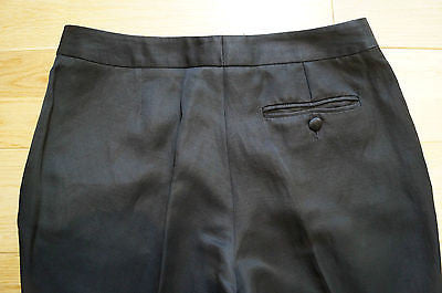 ALEXANDER MCQUEEN Black Fine Rib Textured Evening Trousers / Pants UK12; IT40
