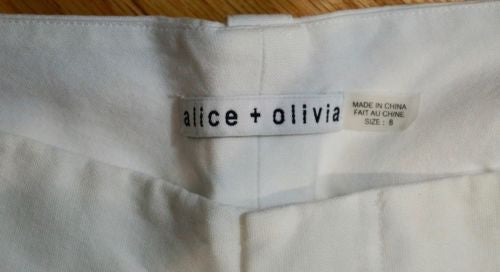 ALICE & OLIVIA White Cotton Blend Short Overturned Hemline Shorts US8 UK12