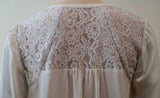 REBECCA TAYLOR Cream Silk Lace Rear Pleated Long Sleeve Blouse Top US6 UK8