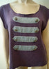 GRYPHON Purple Grey Cotton Angora Blend Scoop Neck Short Sleeve T-Shirt Top M