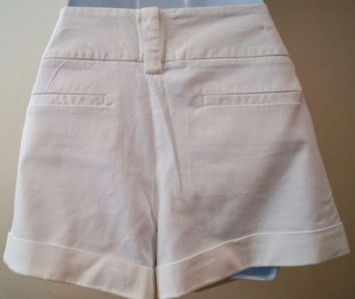 ALICE & OLIVIA White Cotton Blend Short Overturned Hemline Shorts US8 UK12