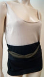 LANVIN ETE 2006 Beige & Black 100% Silk Scoop Neck Sleeveless Belt Vest Top Sz:L