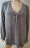 JOIE Purple Grey Black 100% Silk Geometric Print V Neck Long Sleeve Blouse M